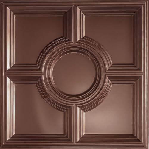 Image of Kayra Decor PVC Ceiling Panel 60x60 cm|Regal Medallion Design|Red Copper|50 Tiles Cover 200 Sq Ft| Modern False Ceiling|Royal & Elegant Finish