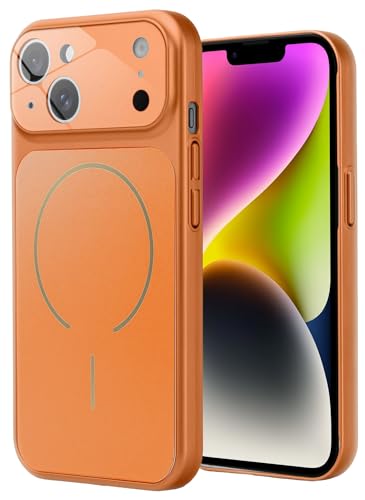 Image of SHINESTAR Premium Luxury Case Compatible with iPhone 14 | Protective Back Cover with Camera Lens Safety | Wireless Charging Support | Slim Fit Durable Design | Enhanced Grip Protection Orange