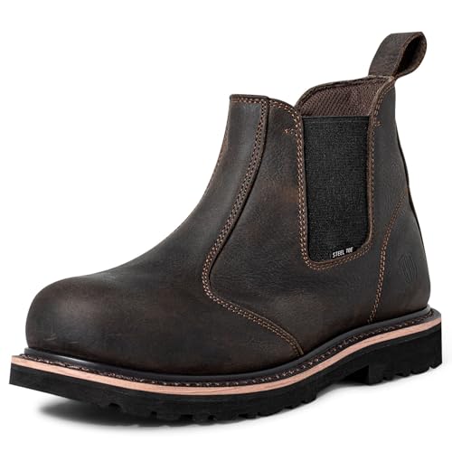 Best Goodyear Welt Chelsea Boots: Top Picks for Style & Durability 12 CVDSHU Chelsea Steel Toe Work Boots for Men Botas De Trabajo Para Hombre Leather Round Toe 6in Industrial Safety Boot Brown US 12
