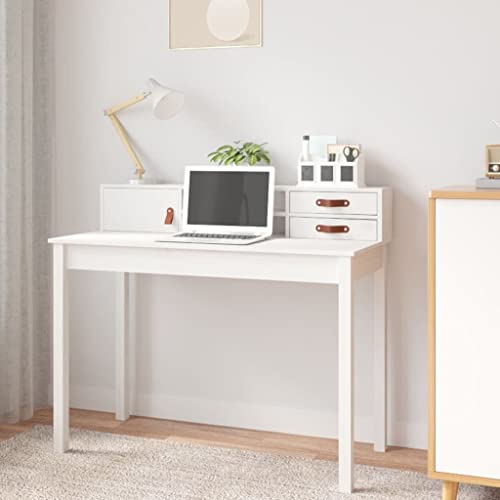 家具 ホームツール デスク ホワイト 110x50x93cm 無垢材 パイン