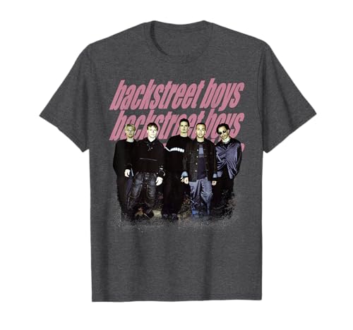 Backstreet Boys Group Photo Repeat Logo Dark Heather Grey T-Shirt
