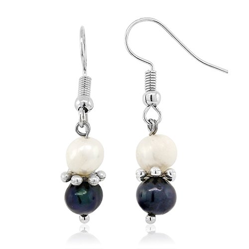 Gem Stone King Multi-Color Cultured Freshwater Pearl Necklace Earrings Bracelet Jewelry Set 7-8MM 18 Inches3