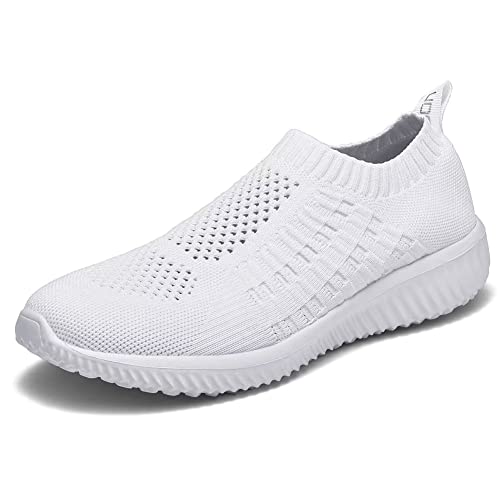 TIOSEBON Women's Athletic Walking Shoes Casual Mesh-Comfortable Work Sneakers 6 US All White