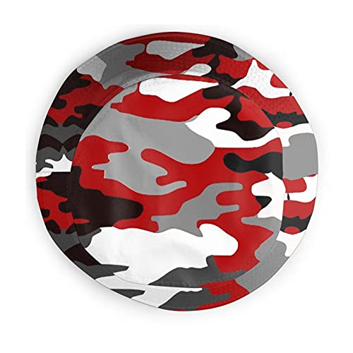 Red Camo Bucket Hat Travel Summer Beach Hat Sun Uv Protection Foldable Fisherman Hat Fashion Cap For Women Men Unisex #TOP3
