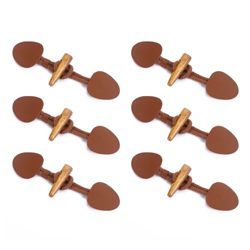 6Pcs Vintage Leather Horn Toggle Bottons DIY Accessories Retro Horn Buttons PU Beautiful Tight Sewing-on Toggle Buttons for DIY Duffle Coat Jacket