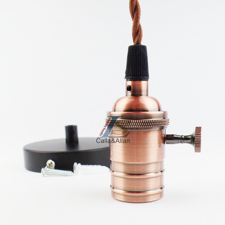 Retro lamp base DIY Light fixture E26 Lamp holder for 110V 220V bulb Vintage decor hanging Lamp for home - (Color: copper)