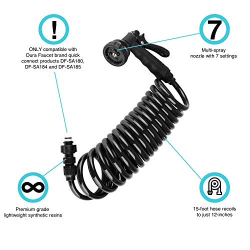 Dura Faucet Df-Sa187-Bk Rv Exterior Quick Connect Sprayer With 7 Spray Settings And Coiled Hose Kit (Black) #TOP2