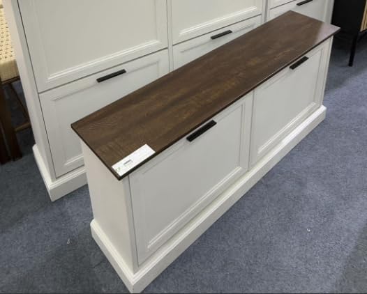 SoBuy Narrow Shoe Bench with Flip Drawers - Slim White Entryway Shoe Storage Bench for Small Spaces, Modern Shoe Cabinet Organizer for Hallway or Foyer, Compact Wooden Shoe Rack, FSR217-WN