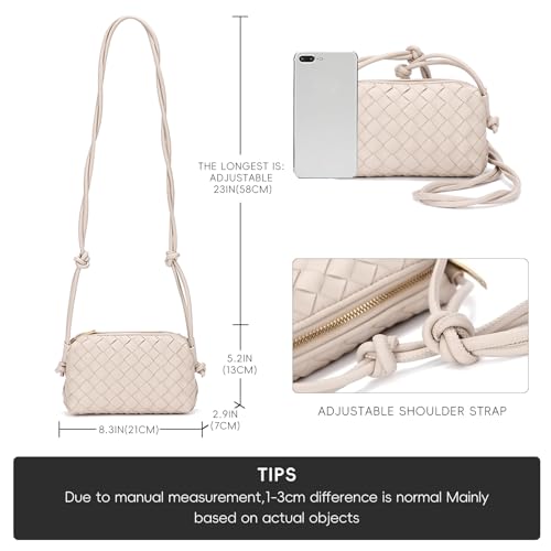 Woven Crossbody Bags for Women - Lightweight Vegan Leather Shoulder Purse with Zipper Closure3
