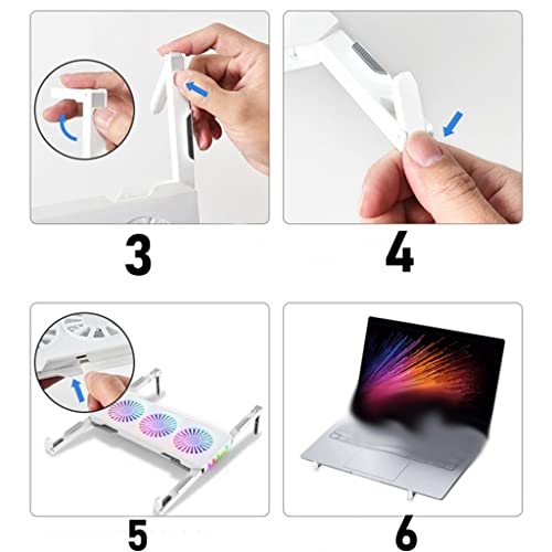 Base para portátil con 5 ventiladores RGB plegable miniatura 5