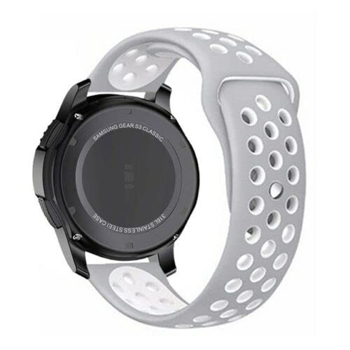 Compatible For Garmin Approach S40/S12/Forerunner 245/F55/645 /Vivomove HR/Luxe/Style/Venu/Venu SQ/Vivoactive 3/Music/Strap Silicone Fitness Wrist Smart Watch Band Sports Breathable (Grey/White)
