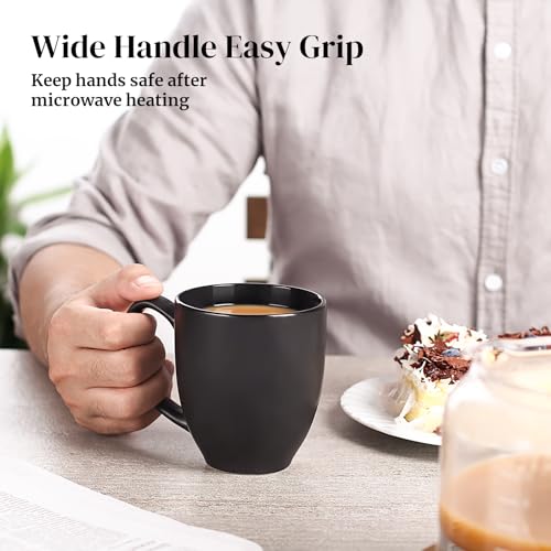 DOWAN Coffee Mugs, Black Coffee Mugs Set of 6, 16 oz Ceramic Coffee Cups with Large Handles for Men Women, Porcelain Big Mug for Tea Latte, Mug Gifts for Home Office Party - Image 4