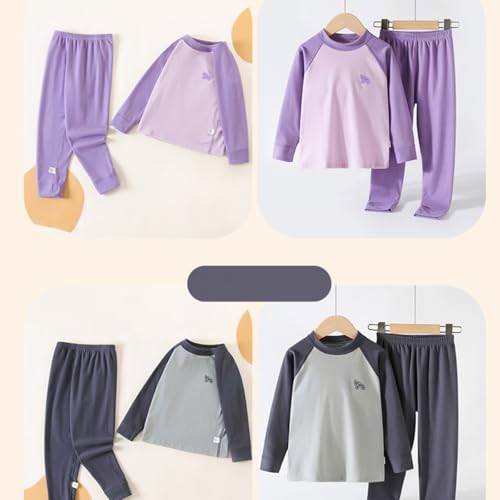 Kids Cotton 𝐏ajamas Set Boys Girls Long Sleeve Undershirt 𝐏js Block 𝐒leepwear 𝐋ounge𝐰ear Toddler 𝐍ight𝐠own3