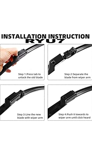 Image of RYU7 Front Wiper Blade Exact Fit Design Compatible with Ford Fiesta Titanium, Size -26 inch15 inch, Pack of 2