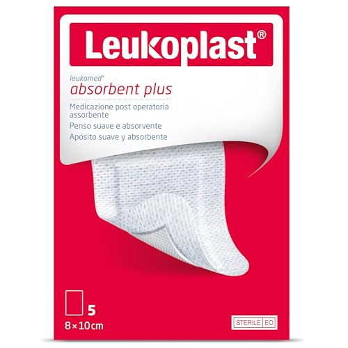 Leukomed – steriler postoperativer Wundverband, atmungsaktiv und flexibel, ideal für die postoperative Pflege, 8 cm x 10 cm, 5 Stück