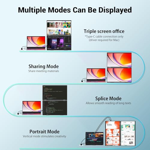 Image of InnoView 15.6 inch FHD 100Hz 100% sRGB Dual Monitor with 15.6 Inch FHD 1080P Standard HDMI USB C Second External Monitor for Laptop