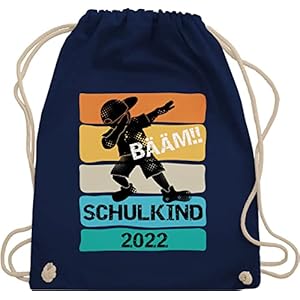 Shirtracer – Turnbeutel Rucksack – Schulanfang & Einschulung Geschenk Turnbeutel – Bääm! Schulkind 2023 – Vintage