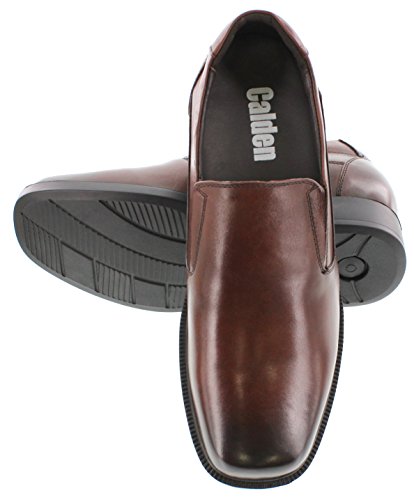 Calden - K31713-3.3 Inches Taller - Size 11 D US - Height Increasing Elevator Shoes (Dark Brown Leather Slip-on Square-Toe Lightweight Dress Shoes)4