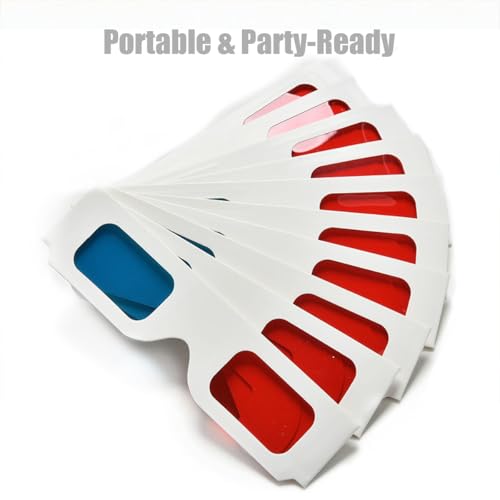 image for TARANDUS 3D Glasses for Movies Red/Cyan Cardboard 3D Glasses in White 
