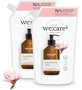 we:care² Lot de 2 recharges de savon pour les mains 500 ml Magnolie/bois de santal – Savon liquide durable et végétalien