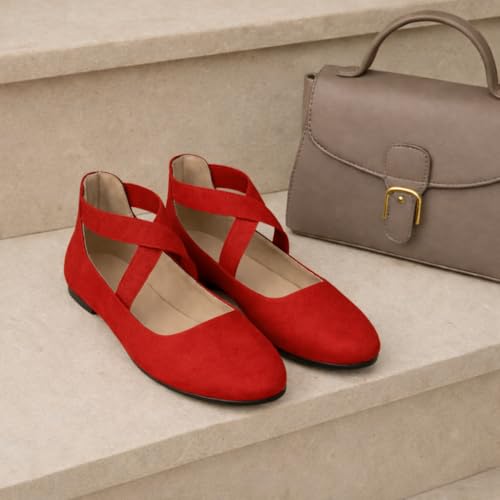 Image of EMMA NEW YORK Ankle Strap Flats for Women, Women Flat Ballerina Shoes, Women's Ballet Flats with Strap