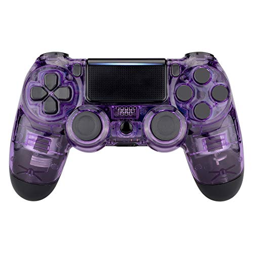 eXtremeRate Transparent Crystal Clear Purple Replacement Case for PS4 Slim Pro Controller, Faceplate Front Housing Shell for PS4 Controller CUH-ZCT2 JDM-040 JDM-050 JDM-055 - Controller NOT Included