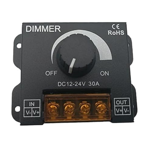 Regulador LED DC 12V 24V 30A 360W con atenuación continua y potenciómetro para tiras 3528