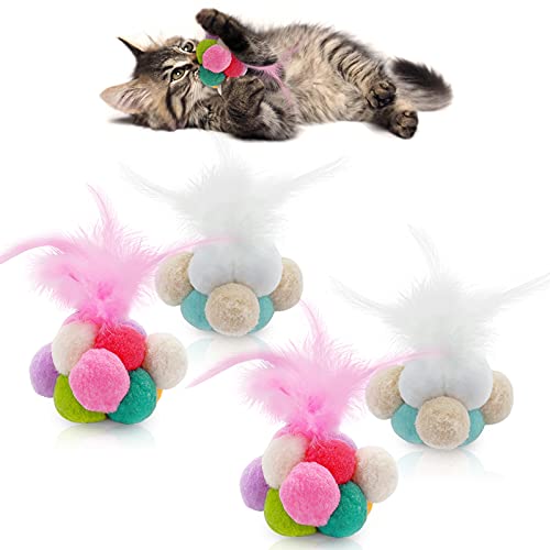 Katzenspielzeug Ball 4 Stück Haustier Katzenspielzeug Bälle Umweltfreundliche Kätzchen Bälle Interaktives Katzenspielzeug Ball Spielzeug Bälle Kätzchen Für Katzen Kätzchen Training Spielen Kauen Cover