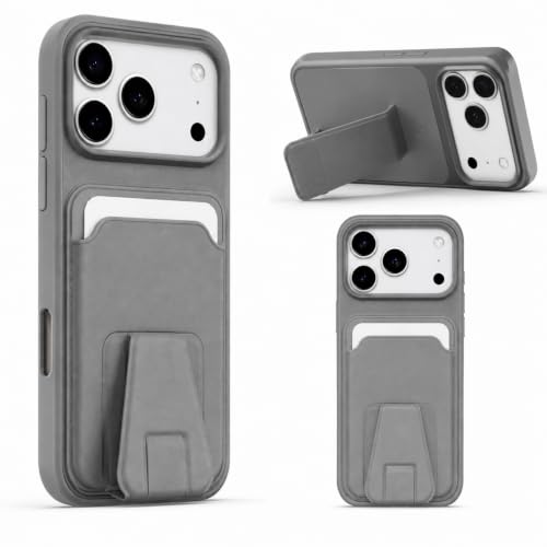 Phone Case with Wallet and Kickstand for iPhone 17 Pro Max Grey