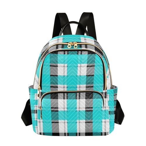 Sac à dos à carreaux noir blanc bleu léger et antivol pour le bureau et les transports