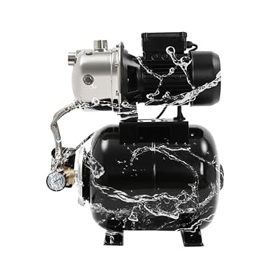 1HP Shallow Well Pump with Pressure Tank, 3420 r/min Irrigation Jet Pump 110V Automatic Water Pumps Booster System Max. Head 147.64ft for Home Garden Lawn Farm (Black)