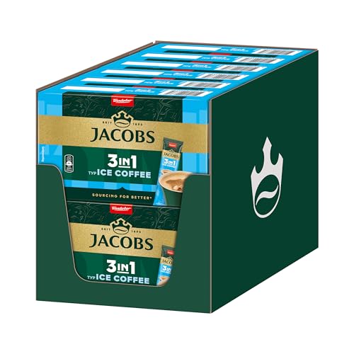 Jacobs 3in1 Ice Coffee, Instant Kaffee Sticks, löslicher Bohnenkaffee mit Creamer und Zucker, 12 x 10 Sticks, 120 Getränke