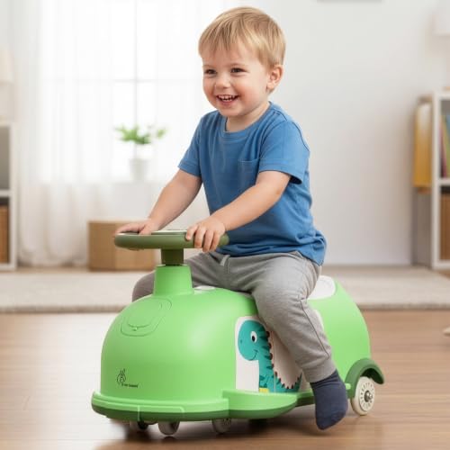 Image of R for Rabbit Iya Iya Poppy Swing Car for Kids, 3 in 1 Baby Push Ride-On & Pull Along Car | ABEC7 Bearing Smooth Wheels with Storage Seat | Ideal for 2+ Years Boys & Girls, Upto 50 Kgs (Green White)