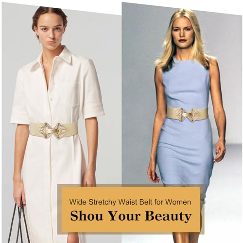 Glamorstar Wide Elastic Belts for Women Stretchy Skinny Waist Belt for Dresses3