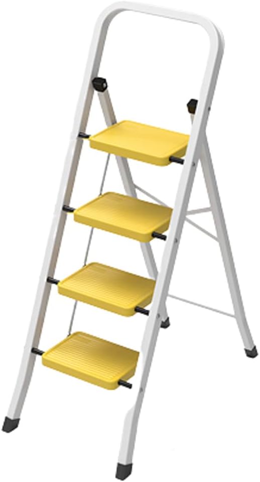 Ladder,Yellow Step Ladder 3 Step Folding,Small Ladder Ladder Folding Step Stool with Wide Pedal Lightweigh Portable Ladders for Home