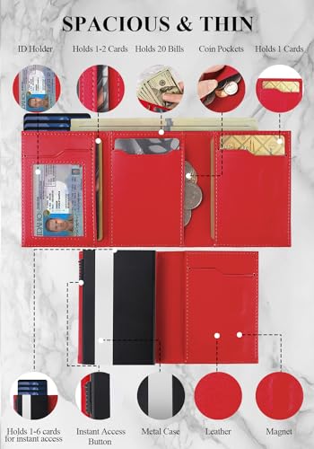Image of wallet for men trifold,Pop Up Wallet By Metal&Leather,RFID Blocking | Minimalist Smart Wallet Holds 12 Cards,20 Bills,ID Window,Ridge wallets for men,Trifold Wallets for fathers day gift ideas