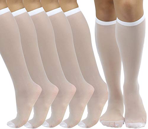 ToBeInStyle Womens Pack of 6 Muted Knee High Stockings - White - One Size