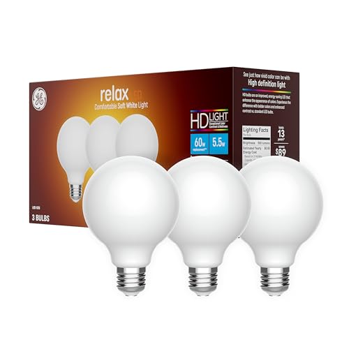 GE Relax LED Light Bulbs, 60 Watt, Soft White, G25...