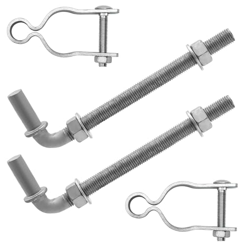 8" J-Bolt Gate Hinge Kit, Heavy Duty Galvanized Steel Gate Hinge with 5/8" Pin, Chain Link Fence Hardware for Swinging Gates, Farm/Wall/Wood/Metal Posts(2-Pack) by YZCHAIN - Used condition - US$11.27