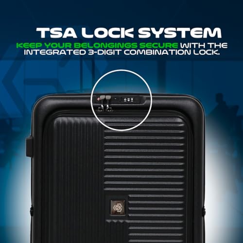 20” Carry-On Luggage – Lightweight, Collapsible, Expandable Suitcase with Spinner Wheels, Airline Approved, Water & Impact Resistant, Travel Bag with TSA Lock –BLACK3