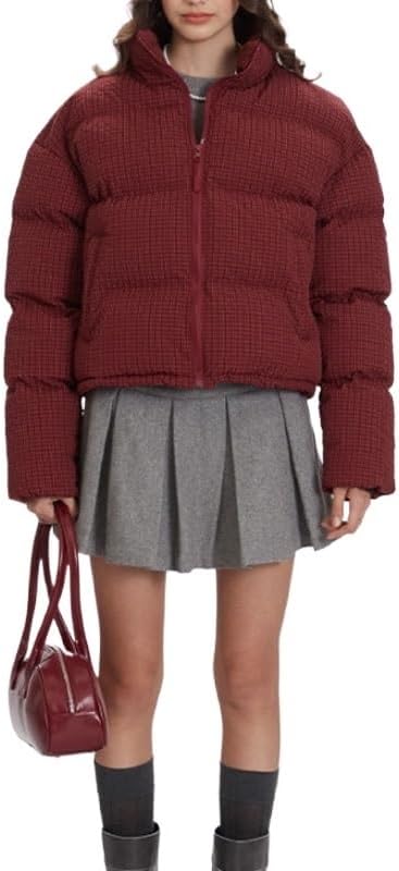 Casual Stand Up Collar Coat Short Warm Retro Thickened Cotton Padded Jacket for Women