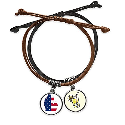 Bracelet cuir États-Unis Michigan fait main aux finitions étoiles