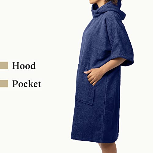 Image of Unisex Changing Robe - Swim Poncho - Terry Cotton Hooded Surf Towel Poncho for Beach Swimming - S /M L /XL