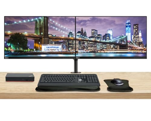 Image of Lenovo ThinkVision T27i 27-inch 1920 x 1080 LED FHD LCD, 2-Pack Bundle with HDMI, DisplayPort, USB Hub, Dual Monitor Stand, ThinkPad USB-C Dock, MK540 Wireless Keyboard & Mouse, Gel Mouse & Wrist Pad