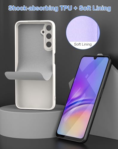Image of DIZORO Microfiber Candy Case Compatible For Samsung M15 5G Smooth Touch Cushion Liquid Soft Silicone Gel Rubber Phone Cases Non-Slip Full Body Protective Shockproof Back Cover (Stone),Off White