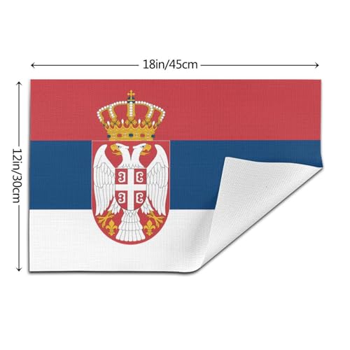 Sets de table 30,5 x 45,7 cm lavables et accessoires de table drapeau Serbie - 4