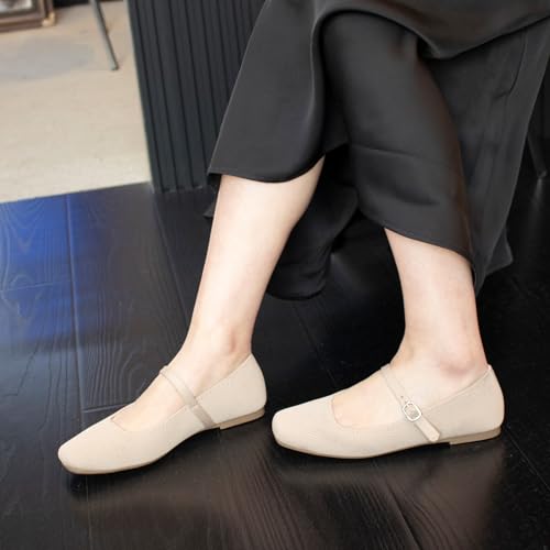 knit flats for women square toe flats casual ballet flats with ankle strapmary jane shoes women comfortable for dressy office