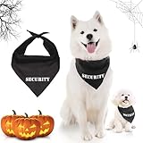 Parisian Pet Unisex Halloween Dog Bandanas with Printed 'Security' Word - Tie-On Adjustable Polyester Scarf for Small Dogs - Washable Triangle Dog Bib - Black Handkerchief for Pets