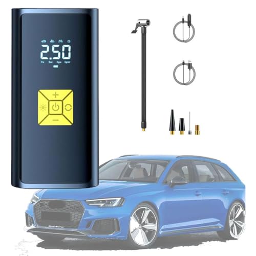 VYWPTOWSX Compresor Aire Portatil para VW Amarok Arteon Atlas Atlas Cross Sport, Inflador Neumaticos Aire Electrico Apagado Automático con Linterna LED Accesorios Coche,Yellow