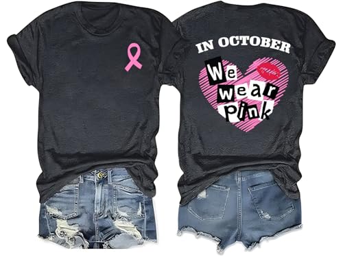 Breast Cancer Shirts for Women Cancer Awareness Shirt Pink Ribbons Tee Tops - image 1